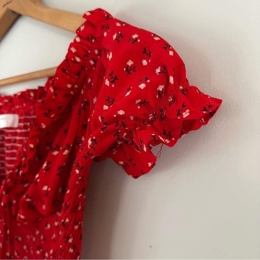 Hello Molly Red Blossom Babydoll smocked Dress Size Medium - Picture 6 of 12